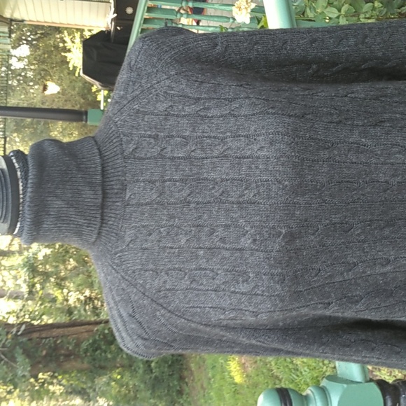 Womens Lauren by Ralph Lauren charcoal knit turtleneck sweater, 3/4 sleeve, NWOT - Picture 3 of 4